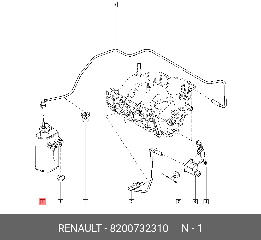 Адсорбер топливных паров (Renault) 8200732310