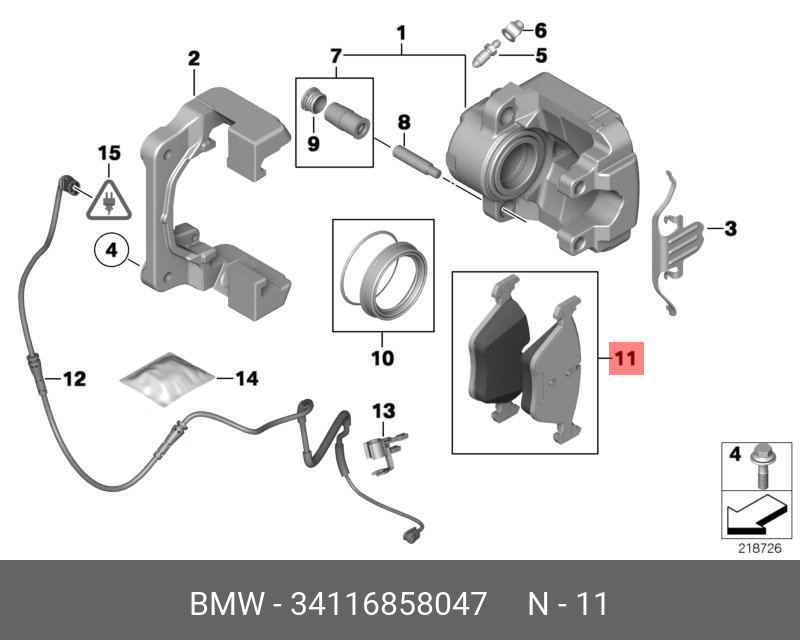 Колодки тормозные, комплект, передние Версия тормозной системы: Экспортная   BMW арт. 34116858047
