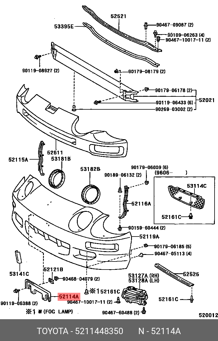 52114-48350 Площадка под гос номер TOYOTA LEXUS купить, цена в Челябинске