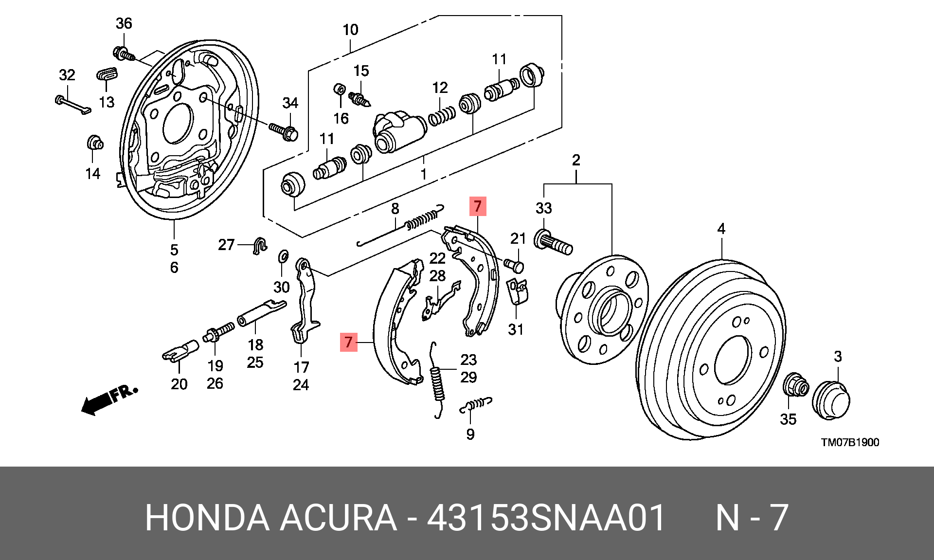 Колодки тормозные, комплект, задние барабанные   HONDA арт. 43153SNAA01