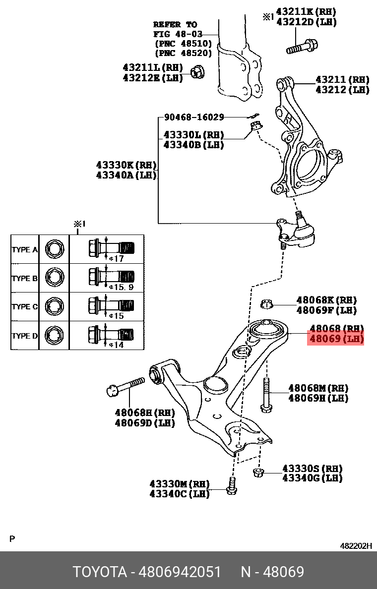 48069-42051 TOYOTA Рычаг подвески - купить в Калининграде | Япония-Авто