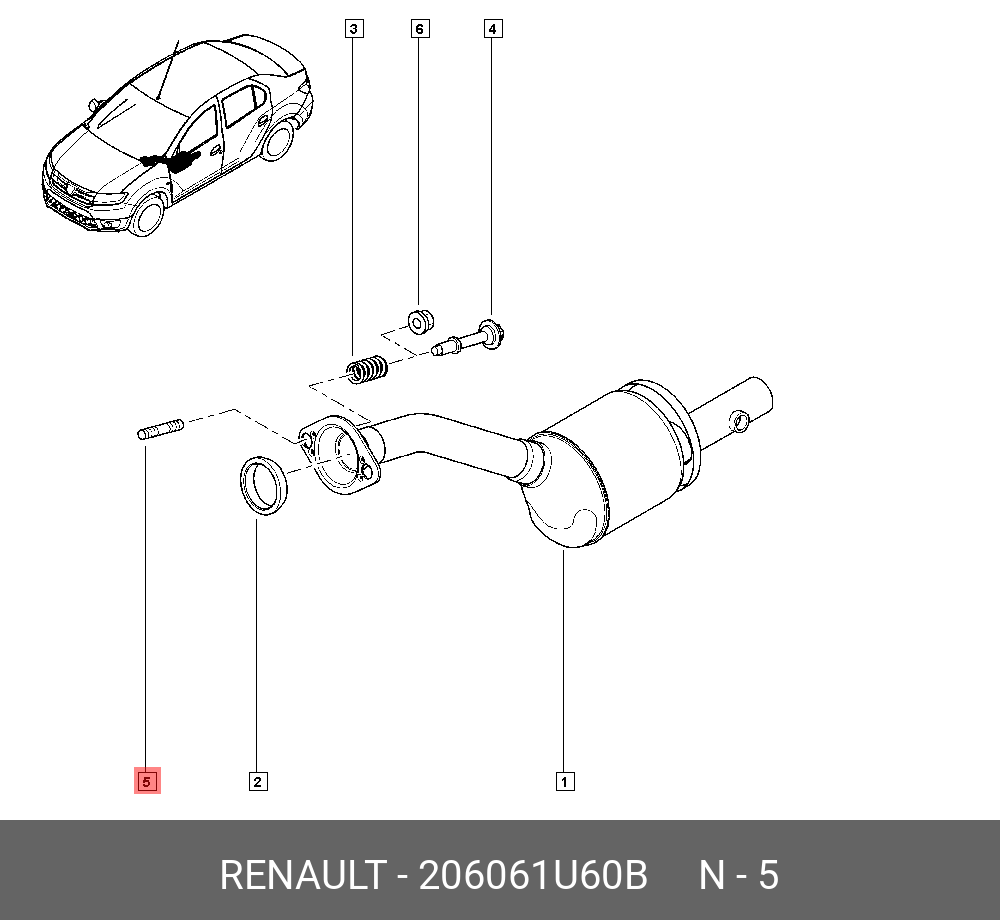 206061U60B RENAULT ШПИЛЬКА ПРИЕМНОЙ ТРУБЫ ГЛУШИТ (МЕТ) - купить, цена в  Санкт-Петербурге