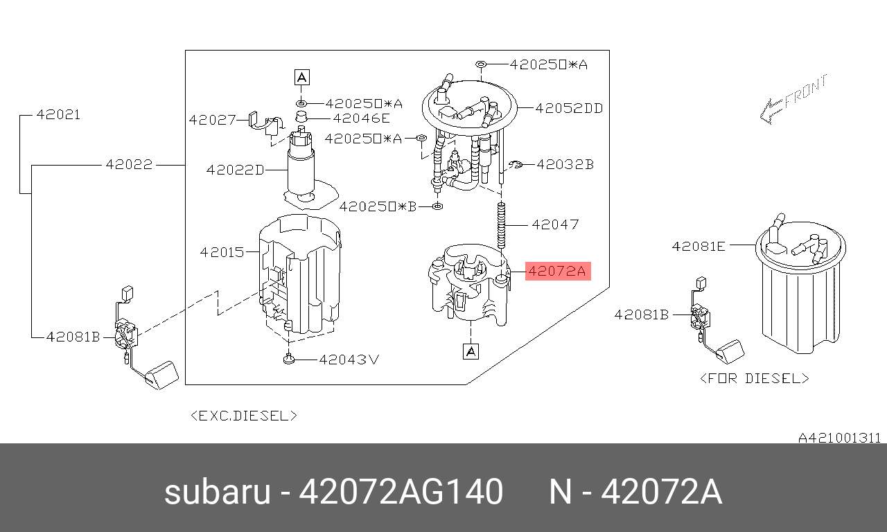 Фильтр топливный   SUBARU арт. 42072AG140