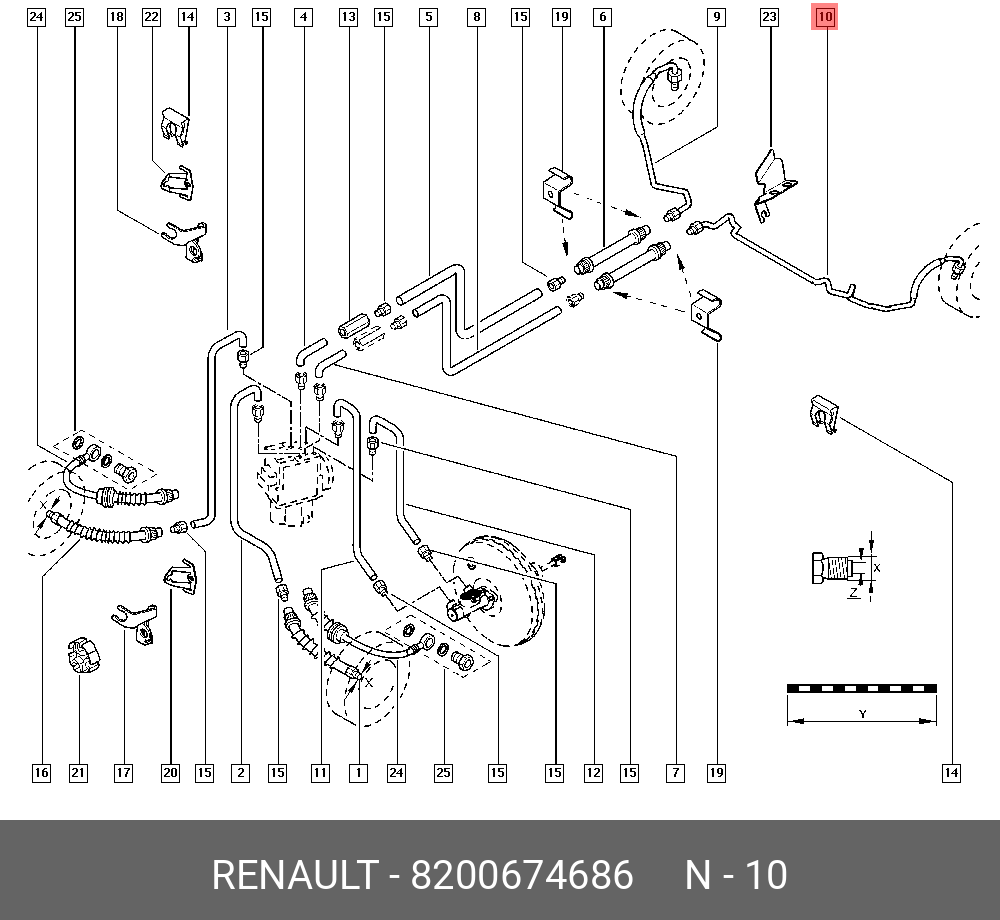 Трубка тормозной системы задняя левая (Renault) 8200674686