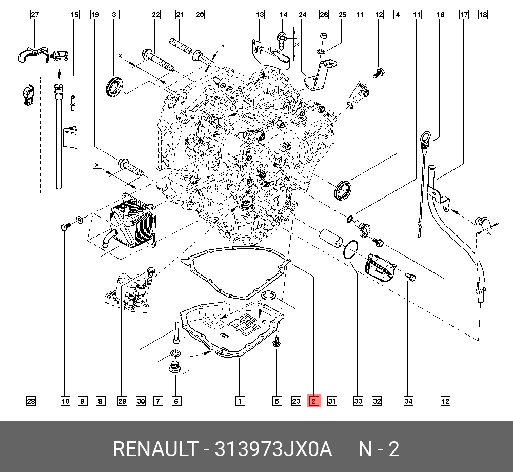  Прокладка масляного поддона АКПП (Renault) 313973JX0A