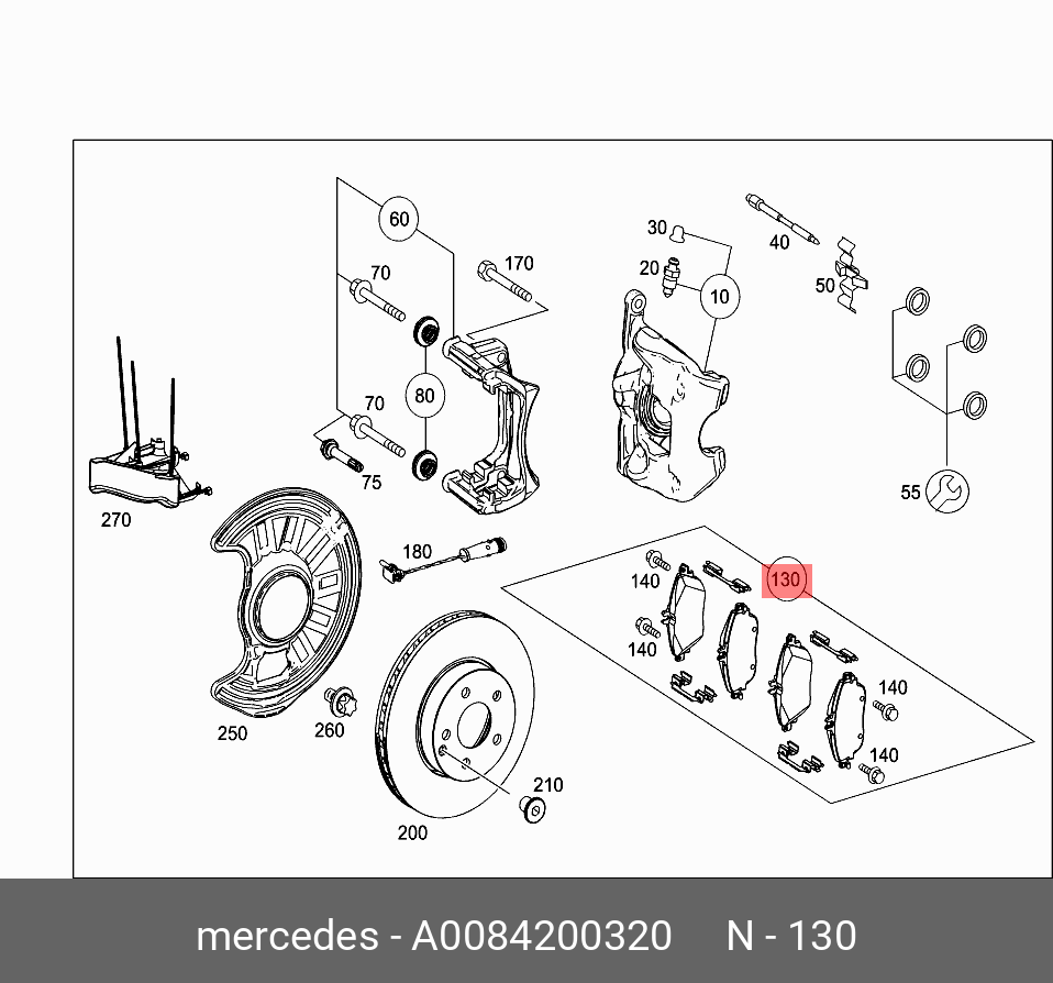 Колодки тормозные, комплект, передние   Mercedes-Benz арт. A 008 420 03 20