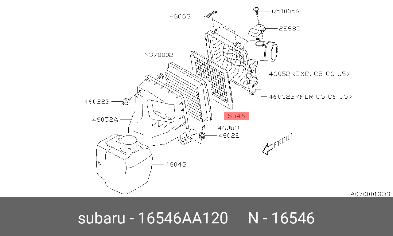 Фильтр воздушный   SUBARU арт. 16546-AA120