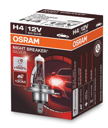 Лампа галогеновая головного света H4 P43t 3200K Night Breaker Silver 12V 60/55W + 100%