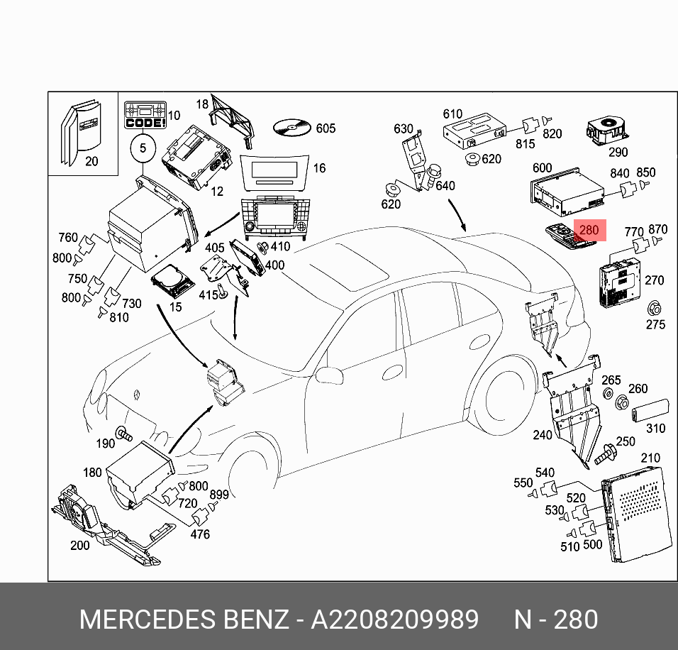 A 220 820 99 89 MERCEDES BENZ элемент управления (ПАНЕЛЬ УПРАВЛ.)