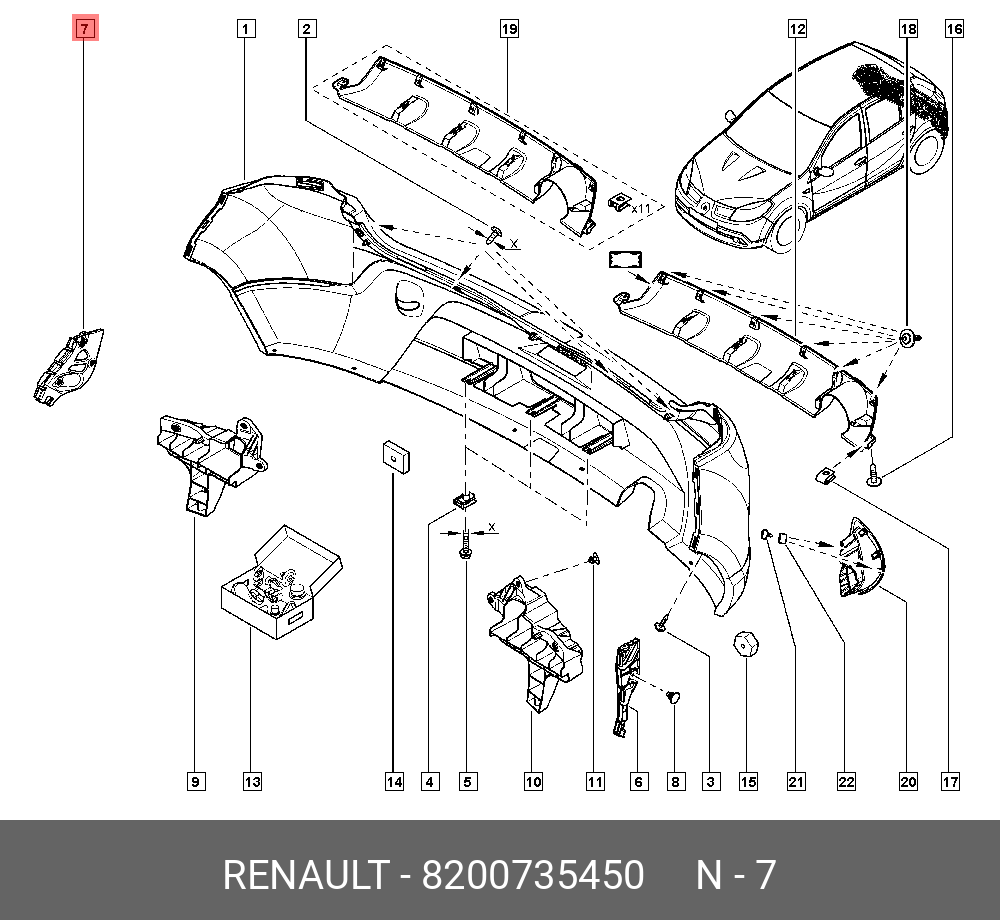 Схема бампера рено логан 2