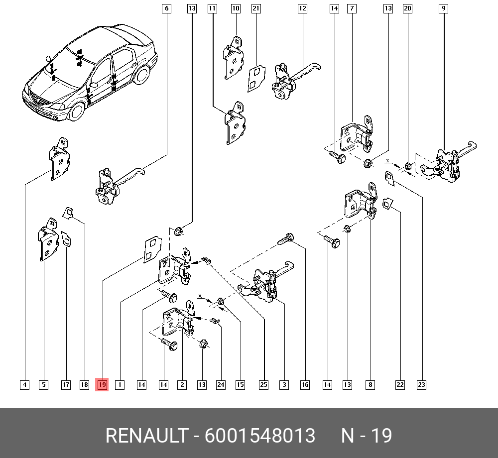 6001548013 Наклейка петли двери защитная RENAULT купить, цена в Челябинске