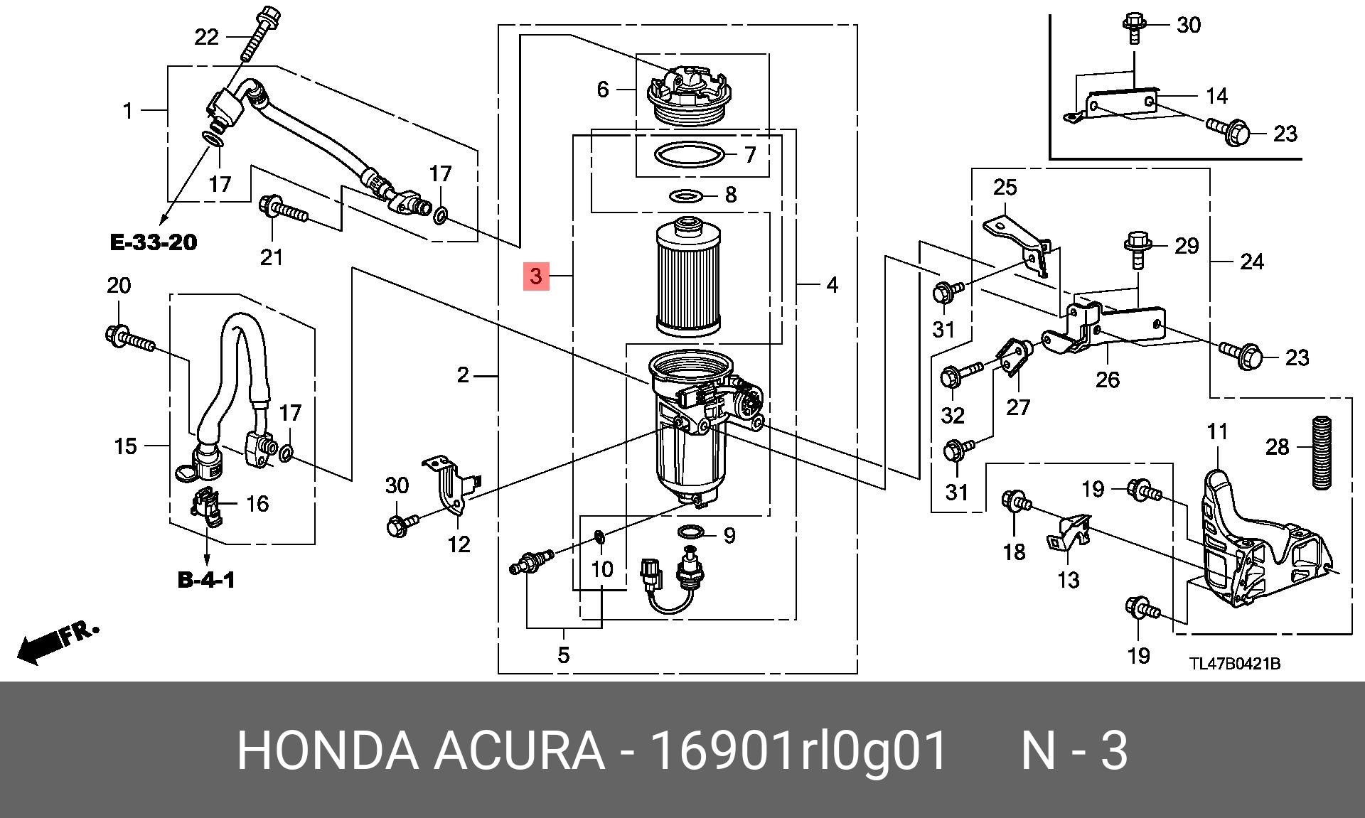 Фильтр топливный   HONDA арт. 16901RL0G01