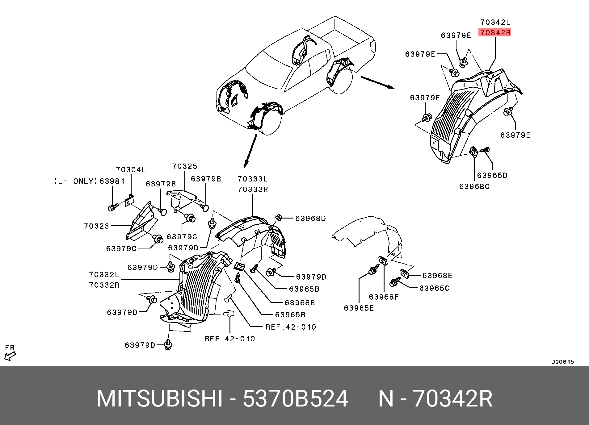 Mitsubishi L200 15-19 INNER FENDER REAR RH - 5370B524 | Spare Parts ...