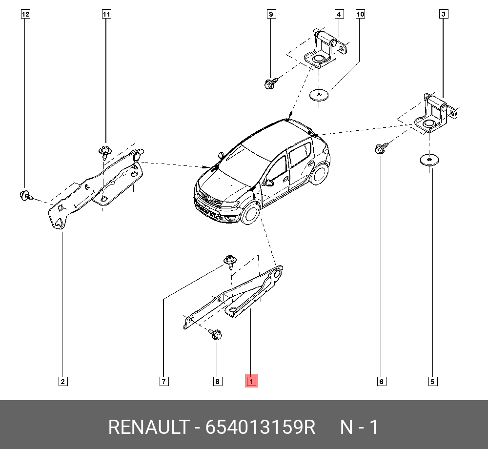 Петля капота левая (Renault) 654013159R