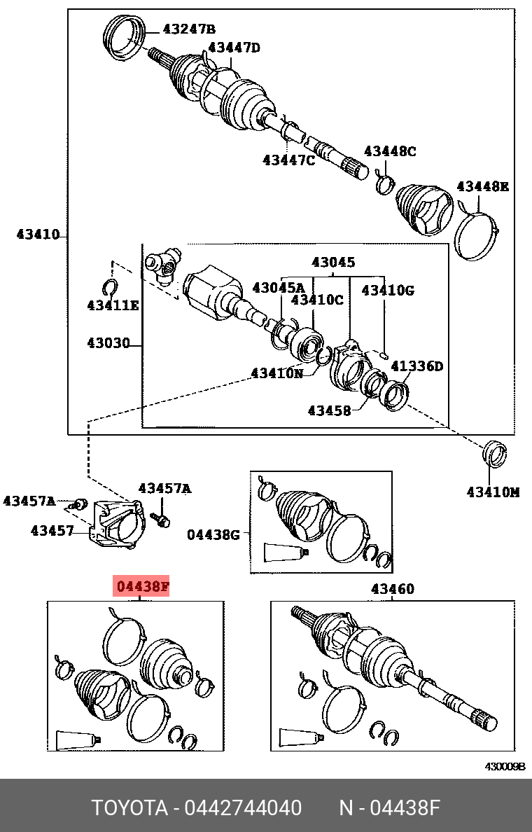 пыльник ШРУС комплект (внутр, наруж) TOYOTA CAMRY (V40) 06-10, RAV4 (A30) 05-12