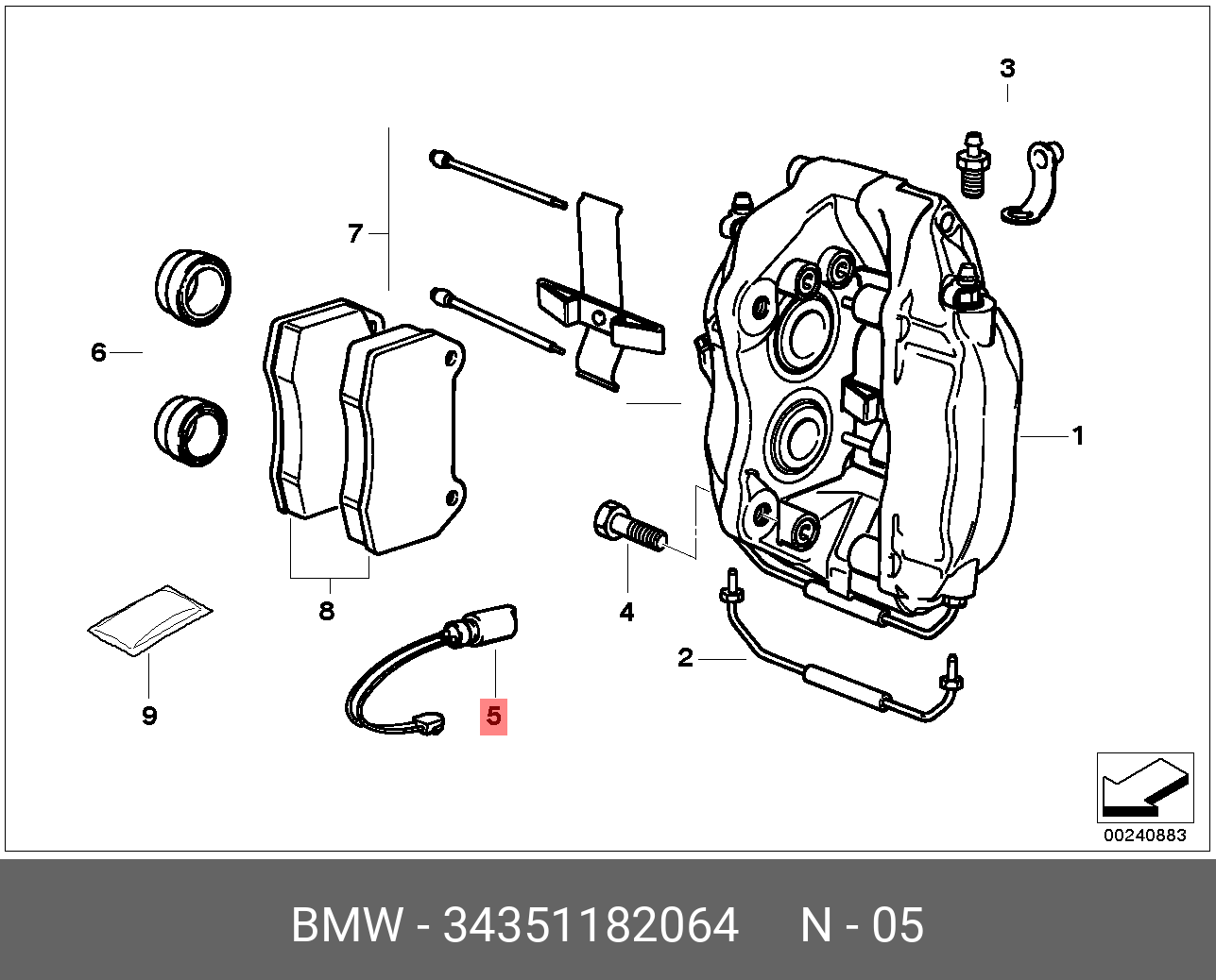 Датчик износа тормозных колодок, передний   BMW арт. 34351182064