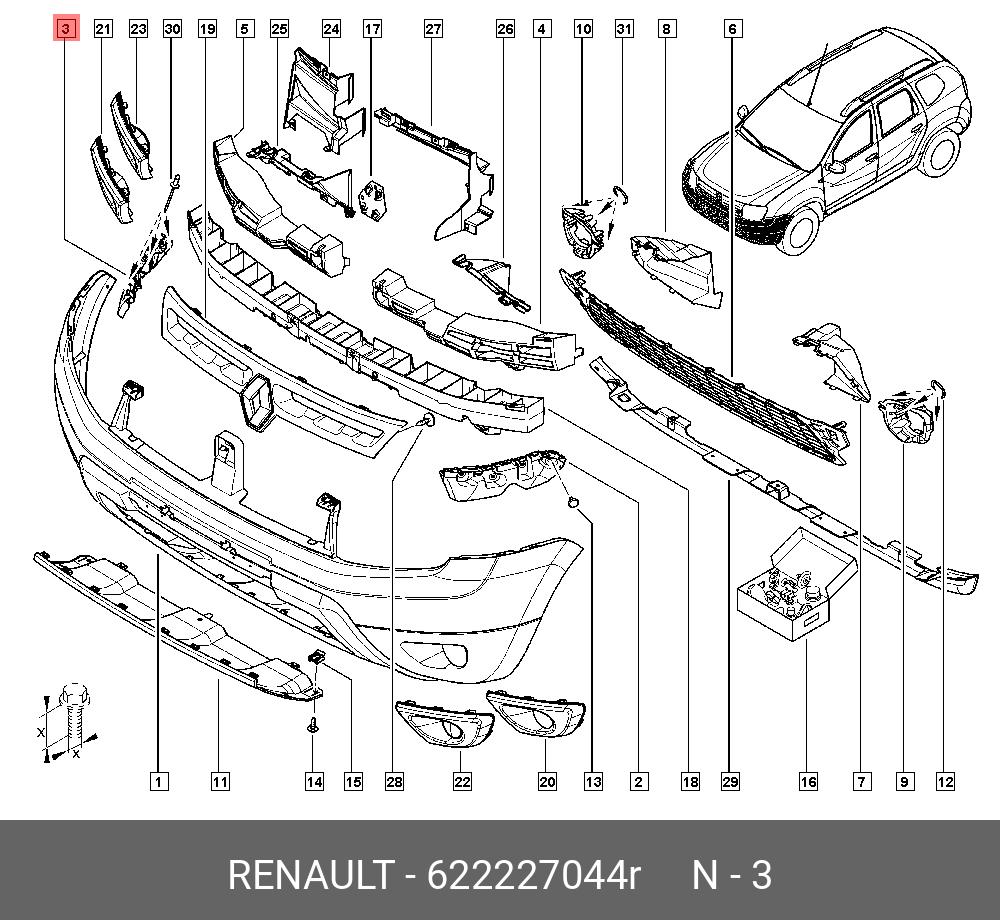 622227044R RENAULT Кронштейн крепления бампера