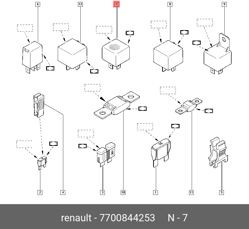  Реле 40 A (5-ти контактное) (Renault) 7700844253