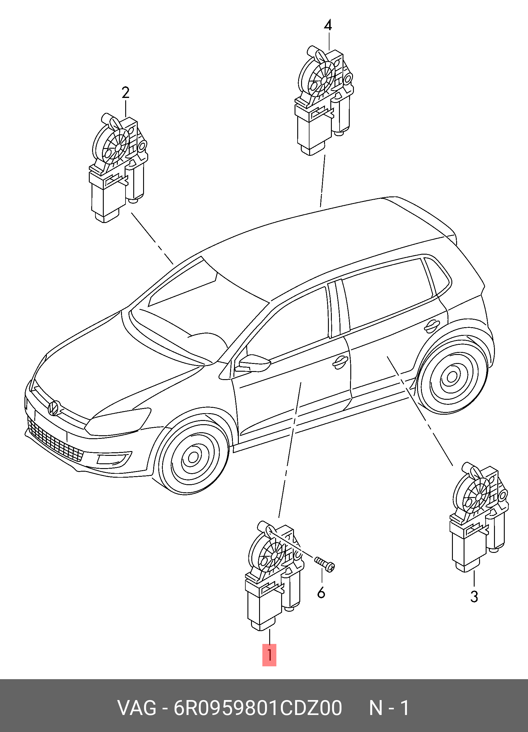 6R0959801CDZ00 VAG Электромотор стеклоподъемника - купить, цена в  Санкт-Петербурге