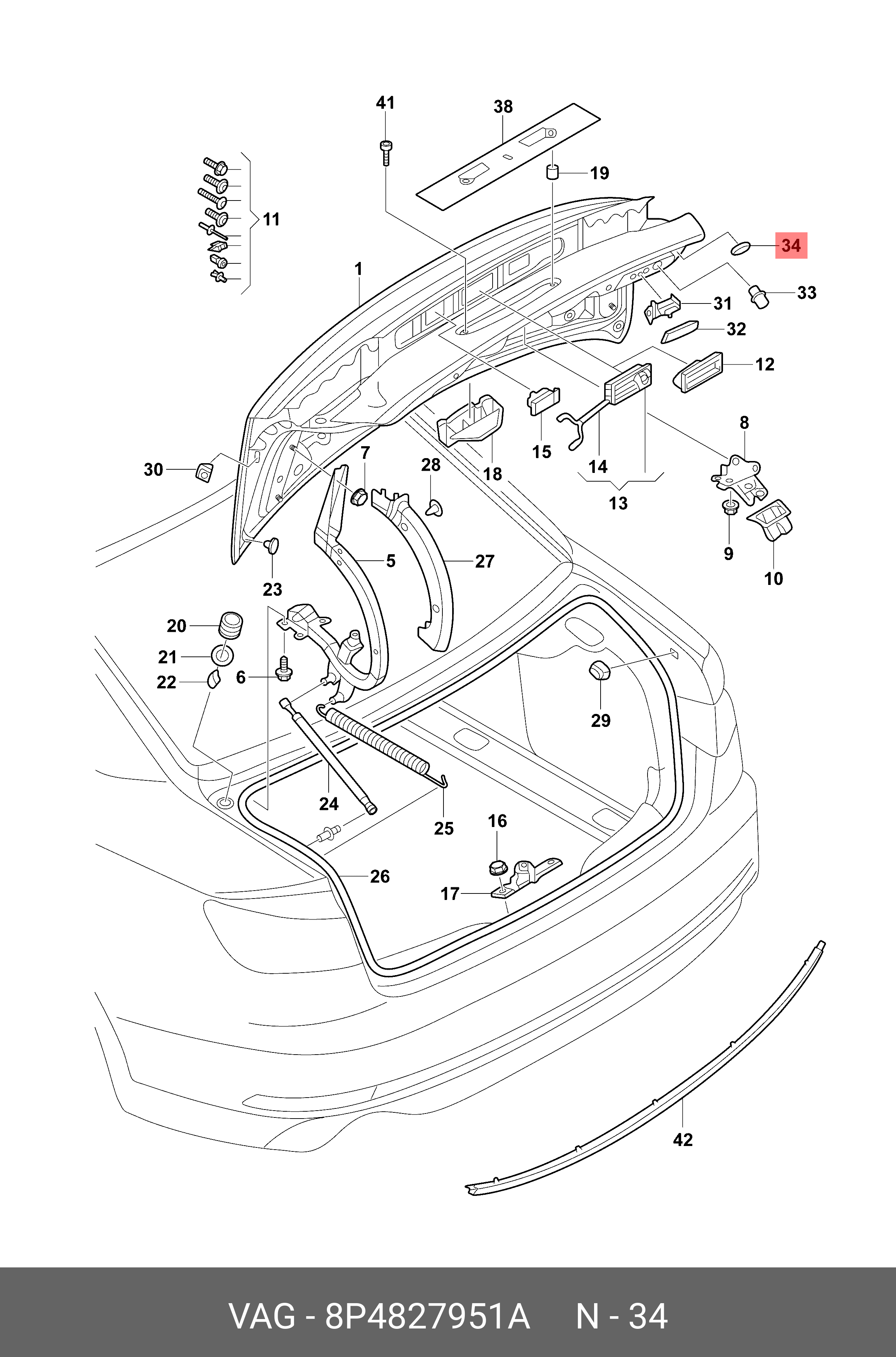 Купить Заглушка резиновая кузова AUDI производителя VAG артикул 8P4 827 951  A в Крыму (Симферополь, Евпатория , Саки)