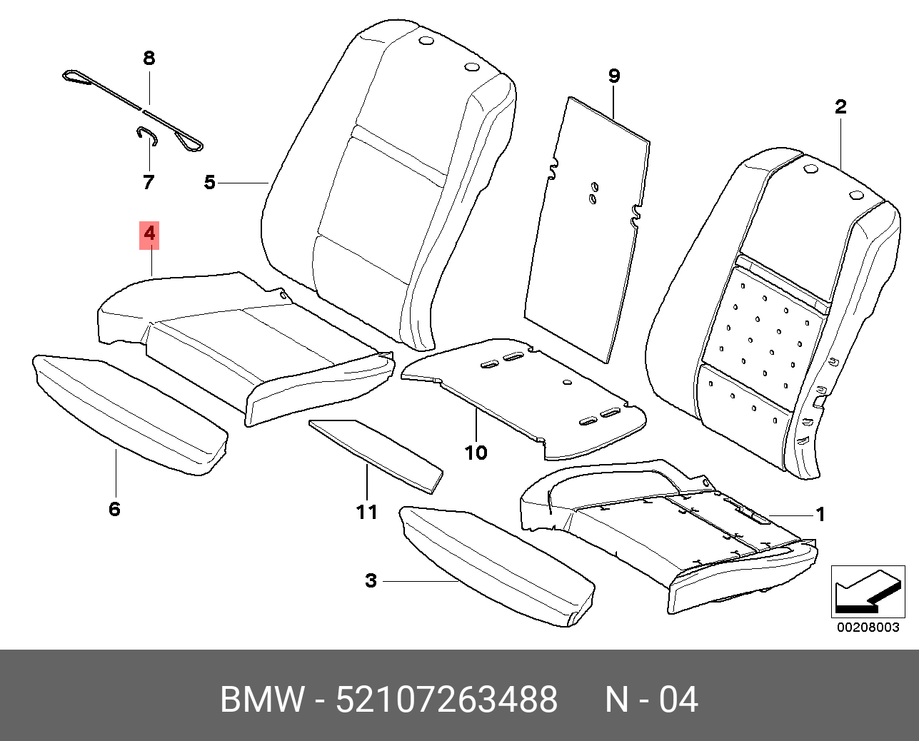 52107170180 BMW Верхняя задняя панель сиденья купить в интернет-магазине AvtoTO