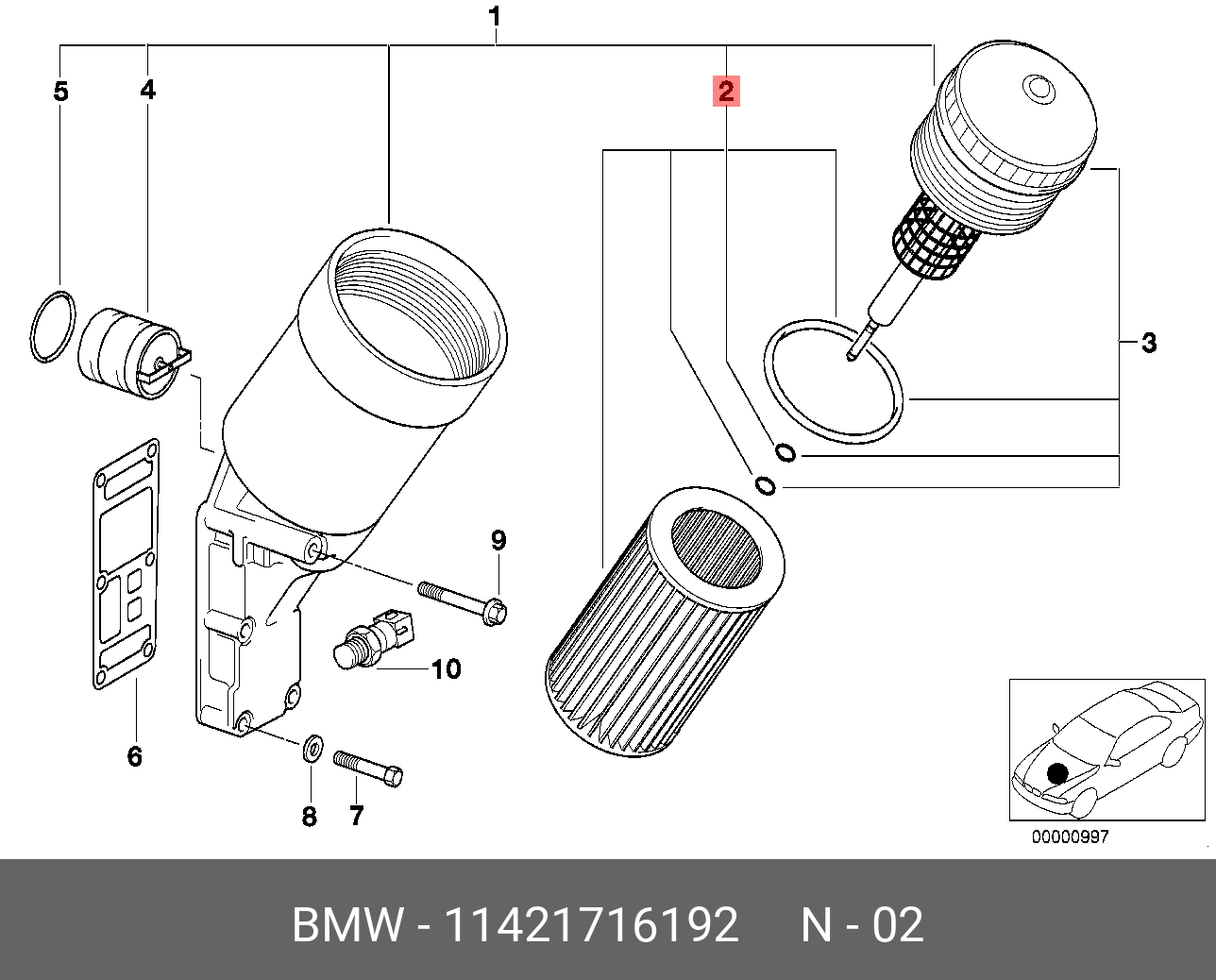 Фильтр масляный   BMW арт. 11421716192