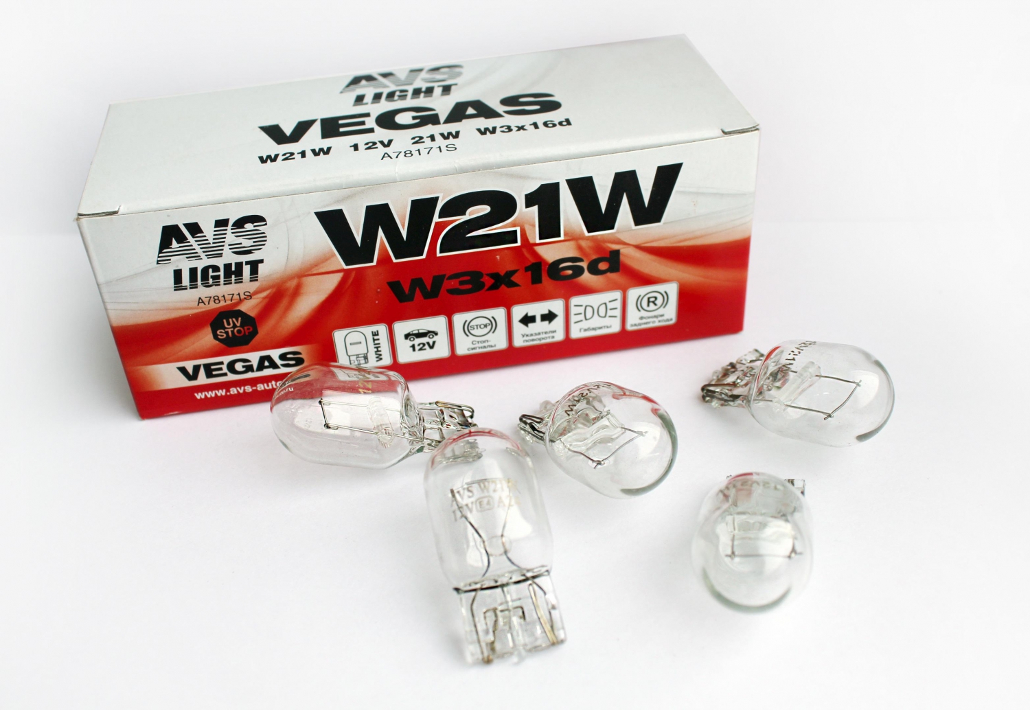 Лампа накаливания' Vegas W21W' 12В