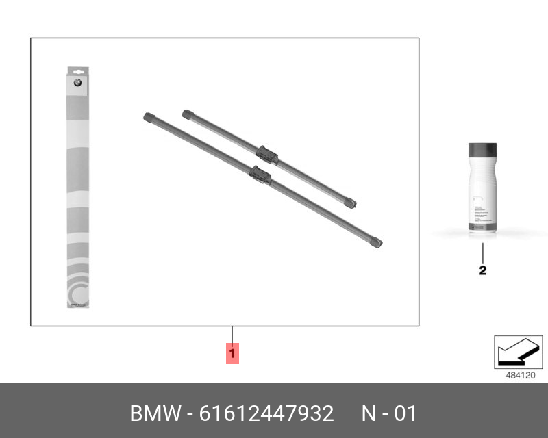 Щётки стеклоочистителя, комплект, передние   BMW арт. 61 61 2 447 932
