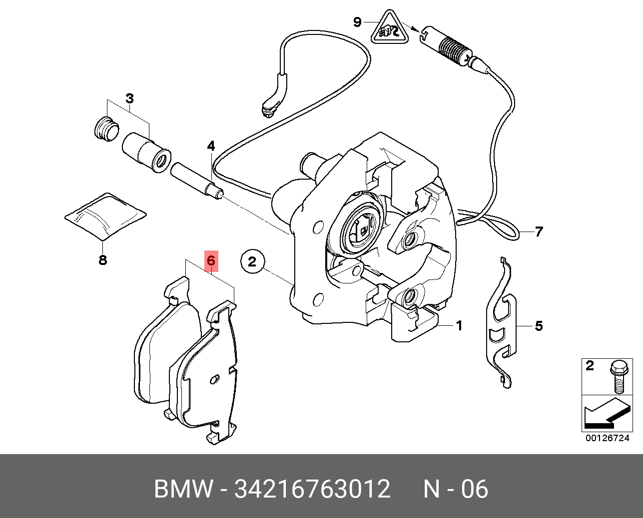 Колодки тормозные, комплект, задние   BMW арт. 34216763012