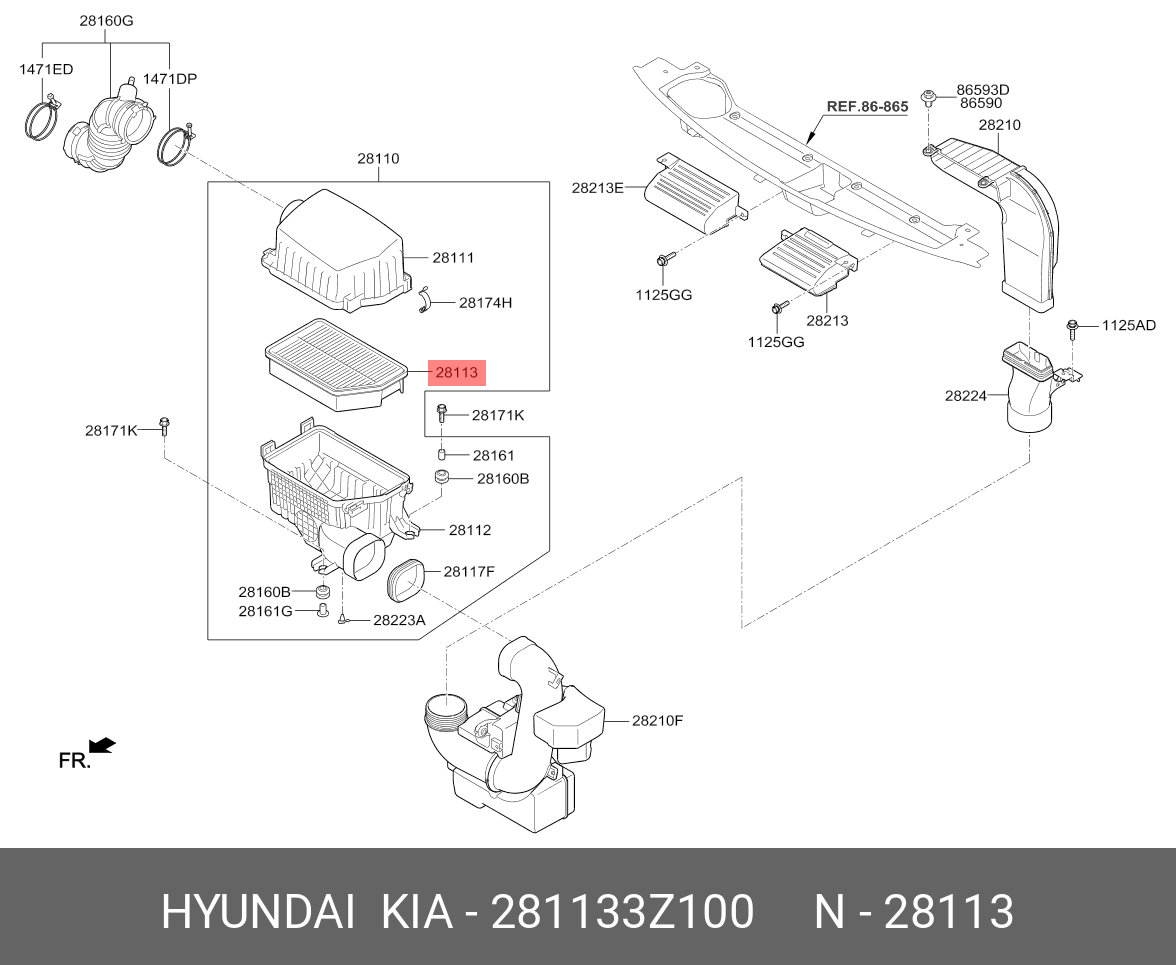 Фильтр воздушный   HYUNDAI/KIA арт. 28113-3Z100