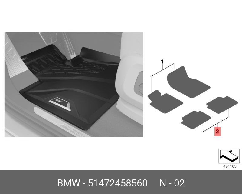 NEW BMW X5 G05 REAR FLOOR LINER MAT SET RUBBER 51472458560 2458560 OEM