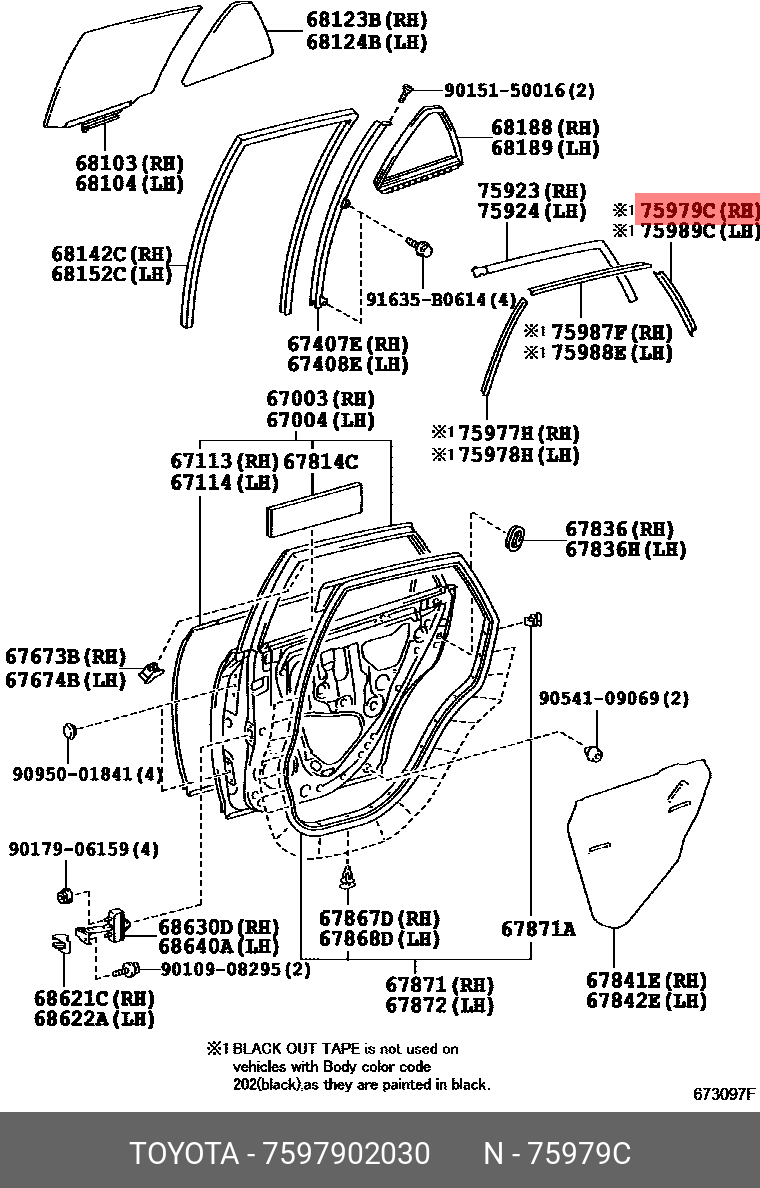 75979-02030 STRIPE, RR DOOR, OUT TOYOTA LEXUS купить, цена в Челябинске