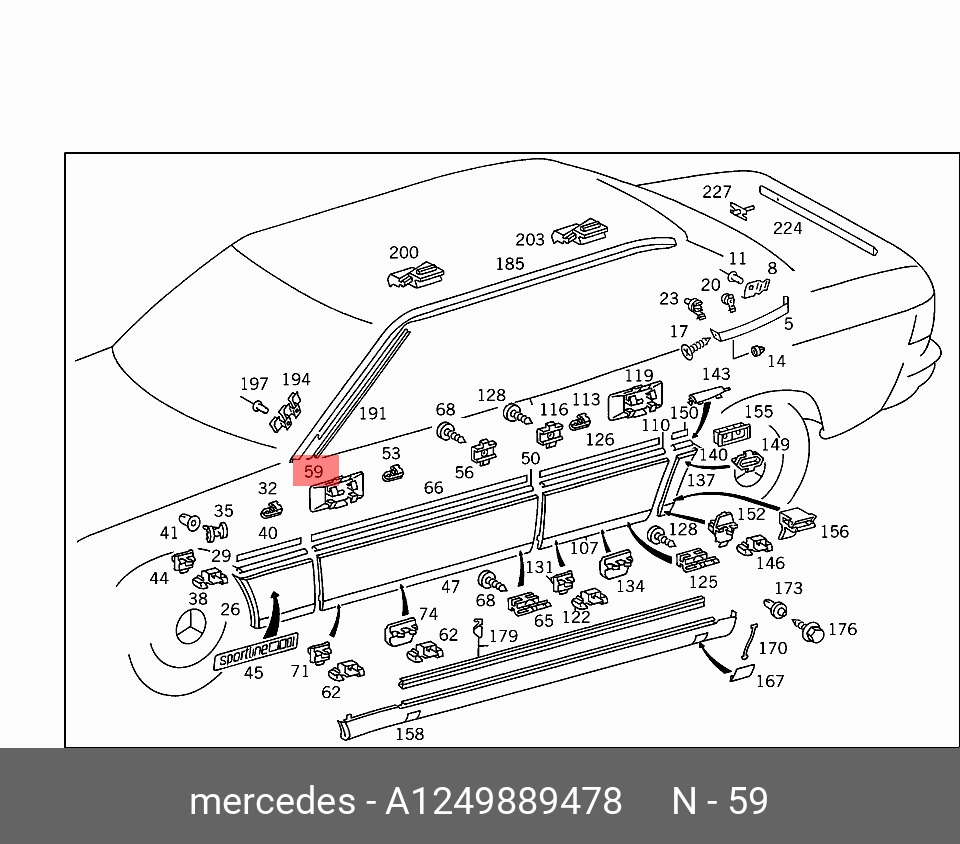 A1249889478 (A 124 988 94 78) MERCEDES BENZ Клипса | Купить запчасть