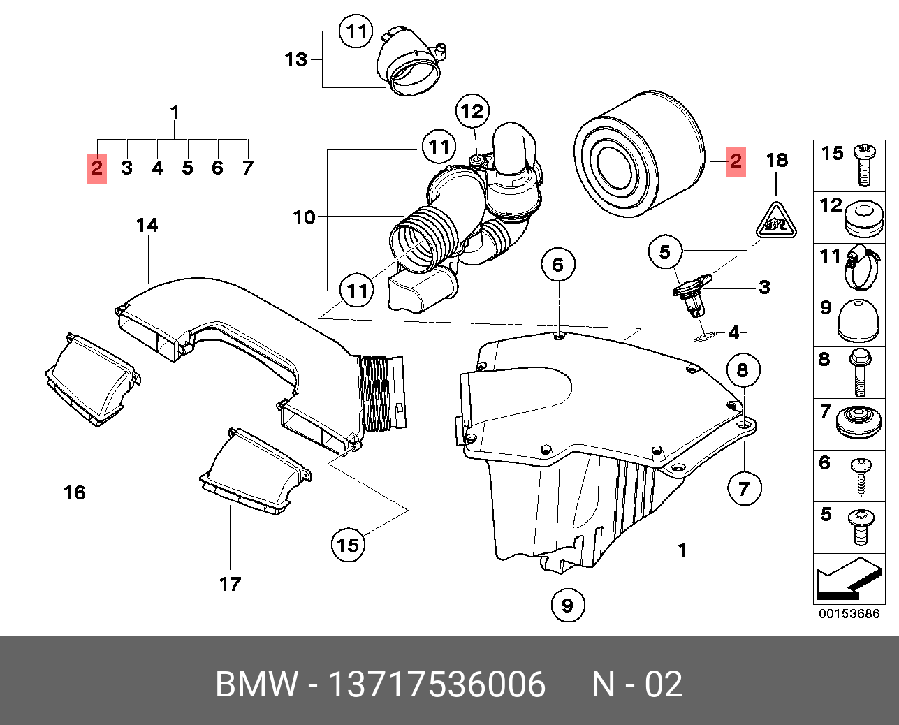 Фильтр воздушный   BMW арт. 13717536006