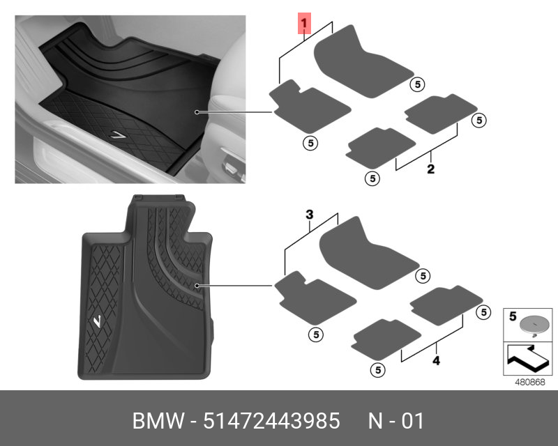 NEW BMW 7' G11 G12 LHD FRONT REAR ALL-WEATHER FLOOR MATS SET
