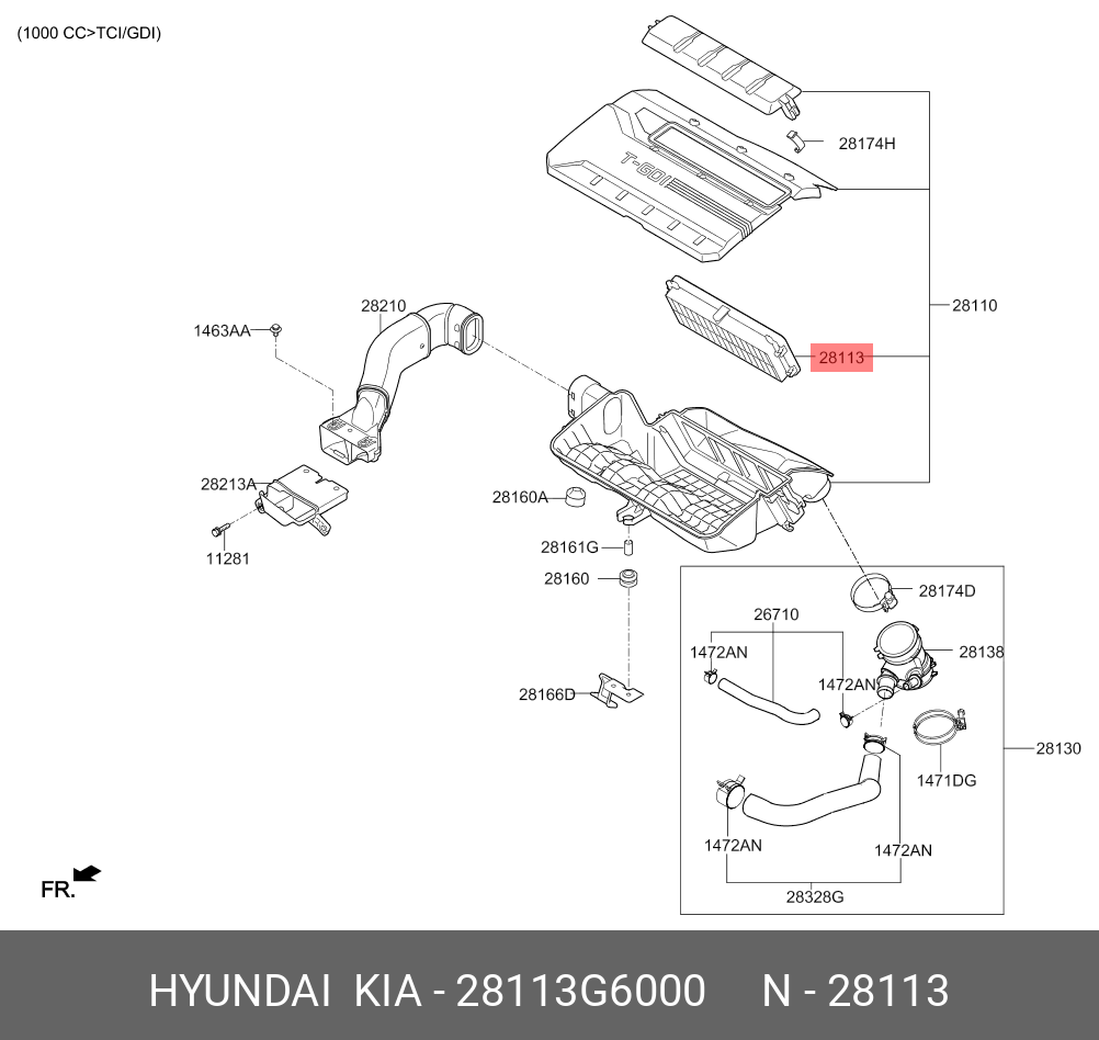 Фильтр воздушный   HYUNDAI/KIA арт. 28113-G6000