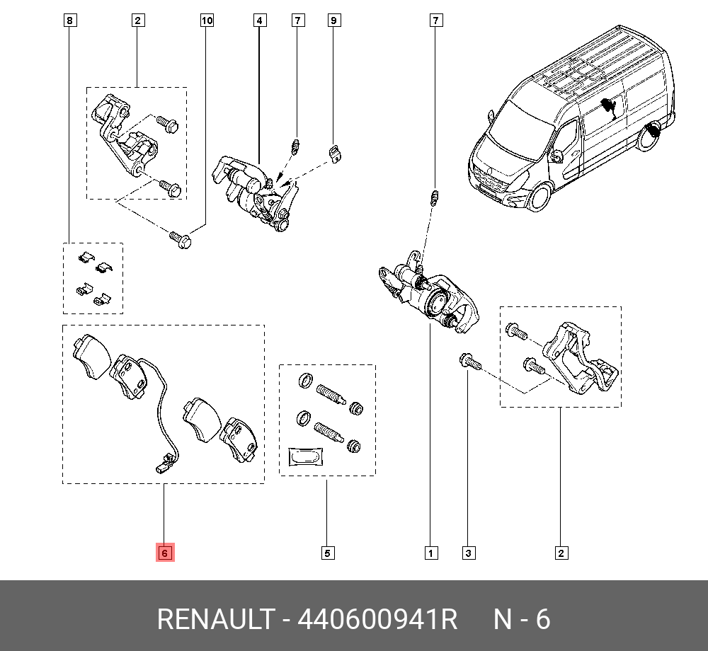 Колодки тормозные задние Renault master 440600941R