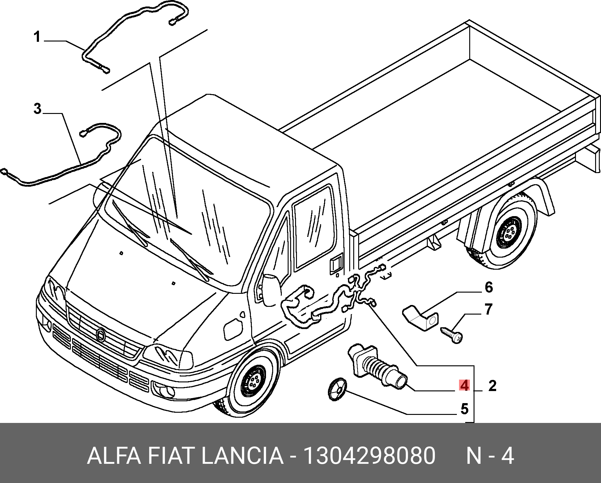 1304298080 Трубка резиновая проводки двери FIAT купить, цена в Челябинске