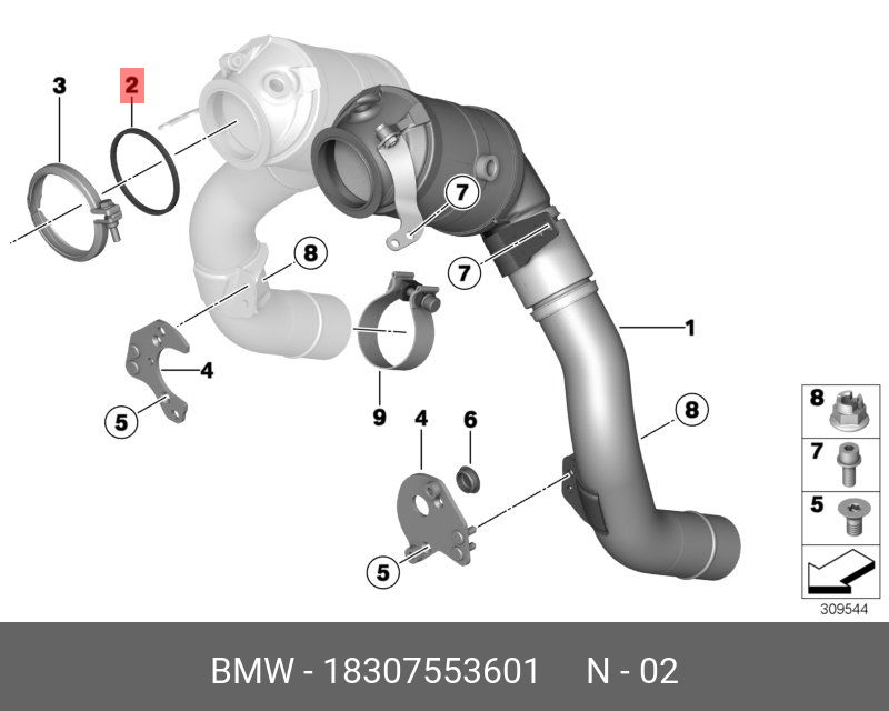 Уплотнение турбонагнетатель/катализатор BMW X6 (E71, E72) 2008-2014