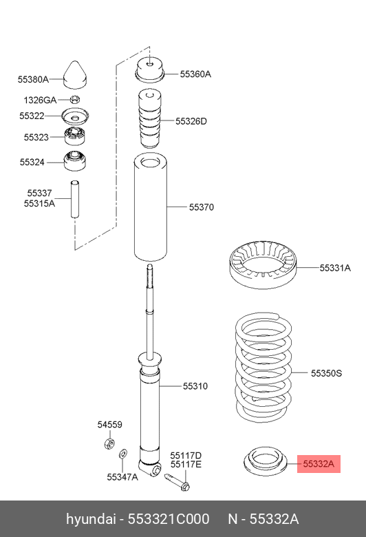  Прокладка пружины задней подвески нижняя (Hyundai) 553321C000