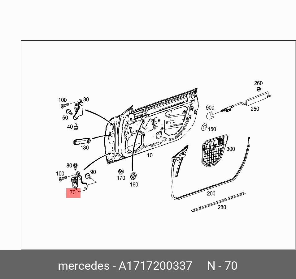 A 171 720 03 37 MERCEDES BENZ петля двери автомобиля (ВНИЗУ СЛЕВА)