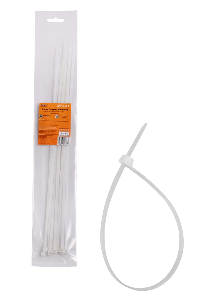 (доставка 2-3 часа)Стяжки (хомуты) кабельные 4 8*400 мм  пластиковые  белые  10