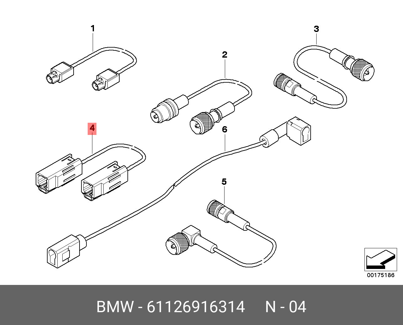 61 12 6 916 314 BMW Антенный провод телефона