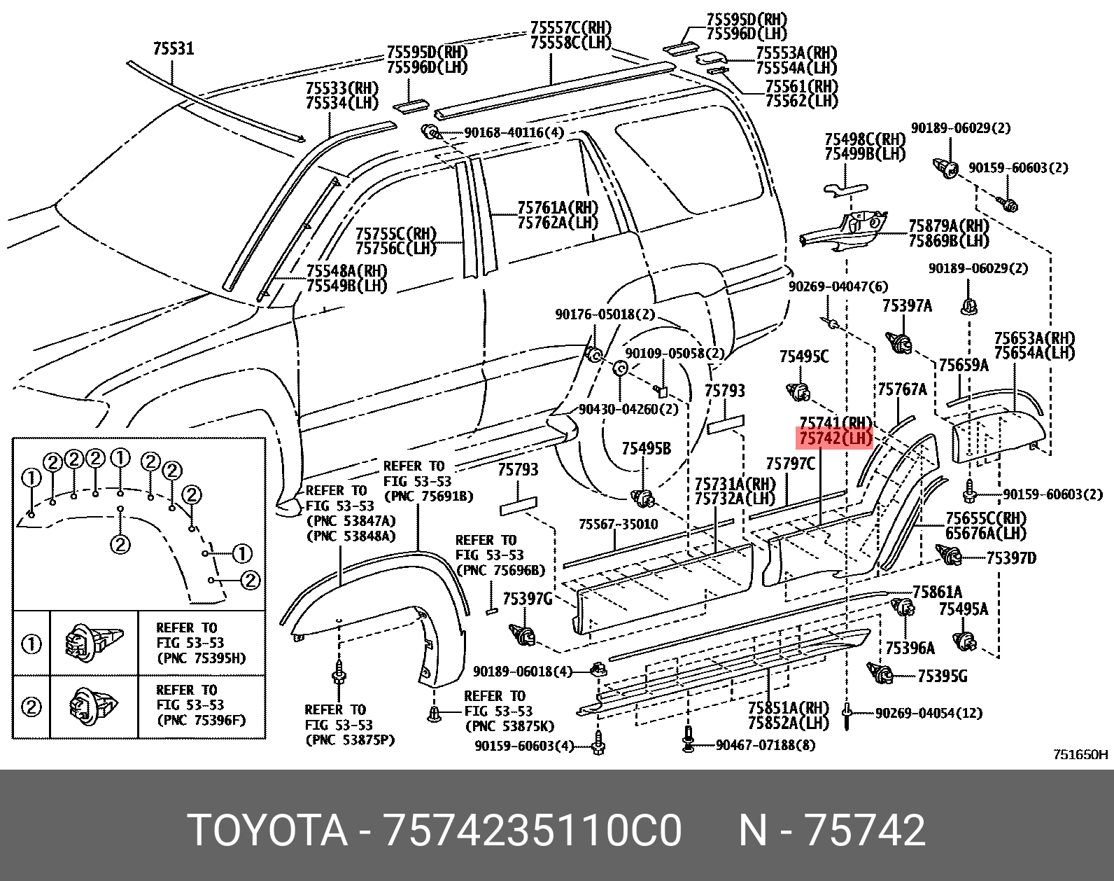 7574235110C0 (75742-35110-C0) TOYOTA LEXUS Молдинг кузовной | Купить  запчасть