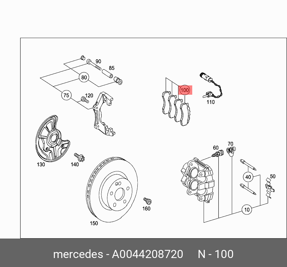 Колодки тормозные, комплект, передние   Mercedes-Benz арт. A0044208720