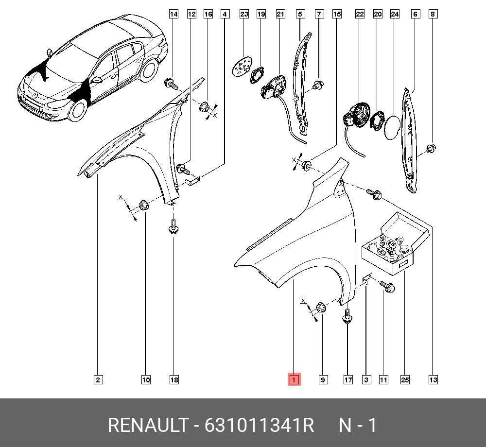 Купить Крыло Renault Sandero 2013-2022 631008401R 2, переднее правое в Москве по