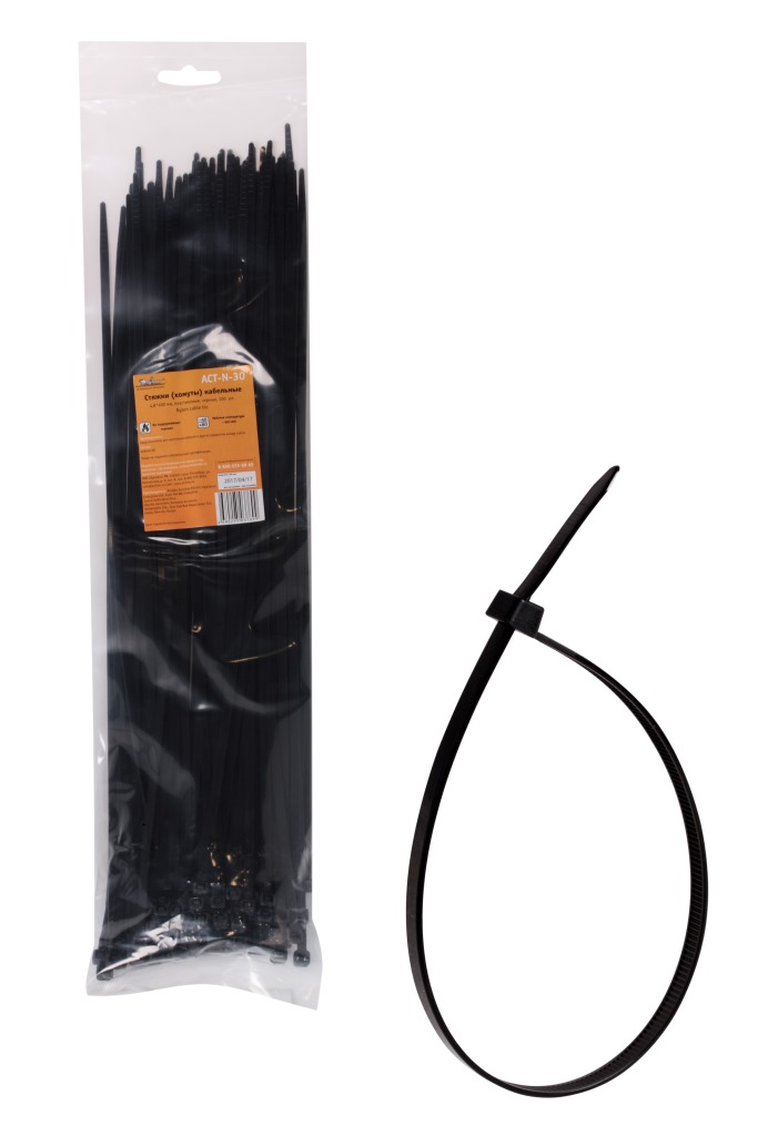 (доставка 2-3 часа)Стяжки (хомуты) кабельные 4 8*400 мм  пластиковые  черные  10
