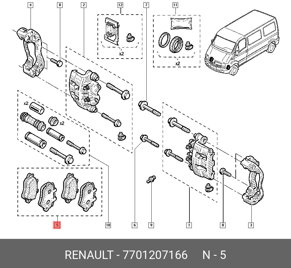 Колодки тормозные, комплект, передние   RENAULT арт. 7701207166