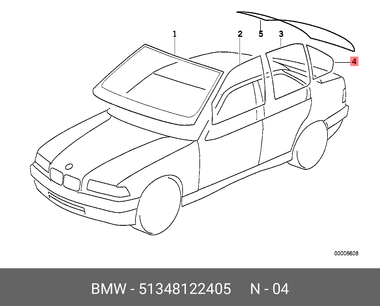 51348122405 BMW Боковое окно | Купить запчасть