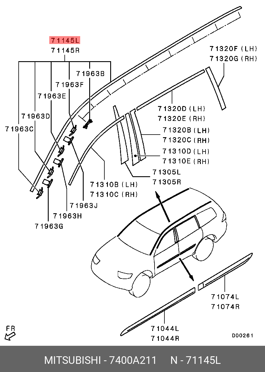 7400A211 MITSUBISHI MOULDING,DRIP,LH